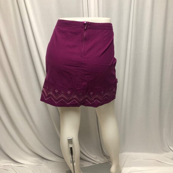 Coline Mini Skirt Womens Size Medium Plum Purple Fringed Cotton Boho Hippie Fun - Picture 4 of 6